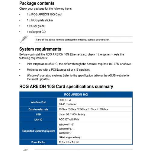 ASUS ROG AREION 10G RJ45 Ports