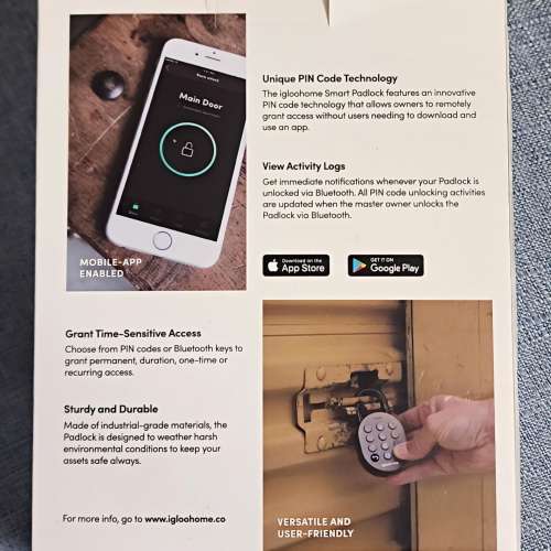 (Brand new全新 )智能電子鎖 密碼鎖 Smart Padlock，手機開鎖同修改密碼