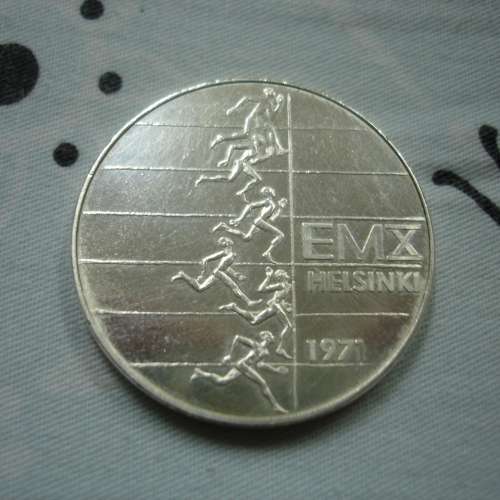 芬蘭 1971 年發行第 10 屆歐洲田徑錦標賽紀念版 10 馬克銀幣