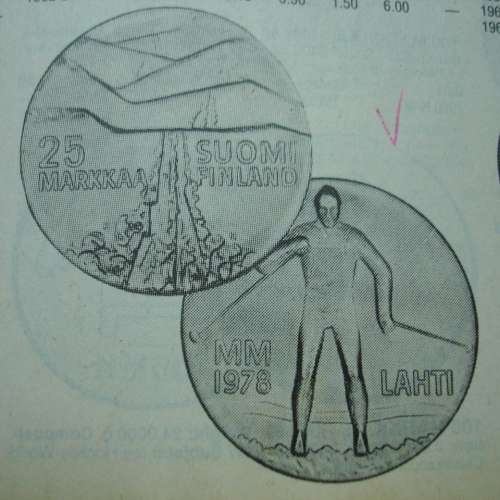芬蘭 1978 年發行冬季運動會紀念版 25 馬克銀幣
