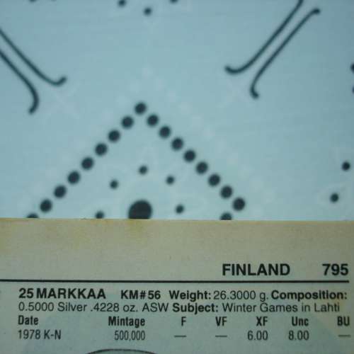 芬蘭 1978 年發行冬季運動會紀念版 25 馬克銀幣