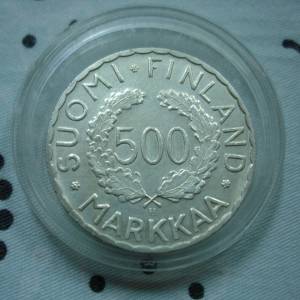 芬蘭 1952 年發行全世界第 1 枚第 15 屆赫爾辛基奧運會紀念版 500 馬克銀幣