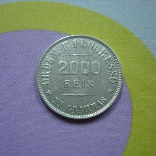 巴西 1908 年發行 2,000 里斯銀幣