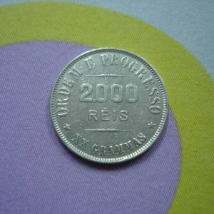 巴西 1908 年發行 2,000 里斯銀幣