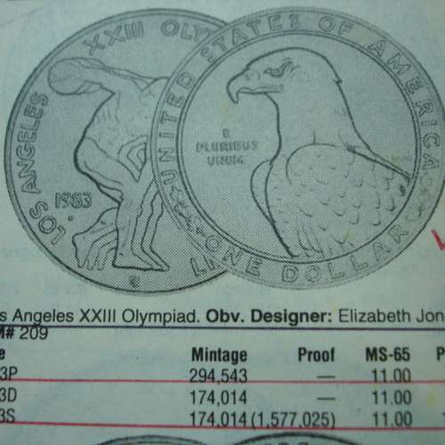 美國 1983 年發行第 23 屆洛杉磯奧運會紀念版 1 圚銀幣