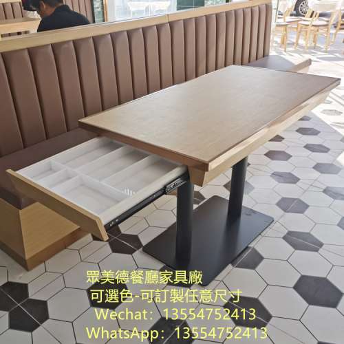 餐餐廳大理石餐枱，餐廳卡位餐檯，不襂色石英石檯面，抽屜收納餐檯椅，雲石桌子工廠