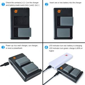 BP-2L5, BP-2LH, NB-2, NB-2LH Lithium-Ion Battery With  Dual USB Charger 代用鋰...