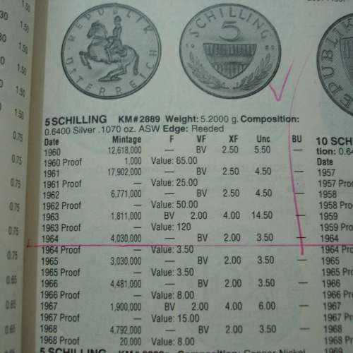 奧地利 1965 年發行 5 先令銀幣