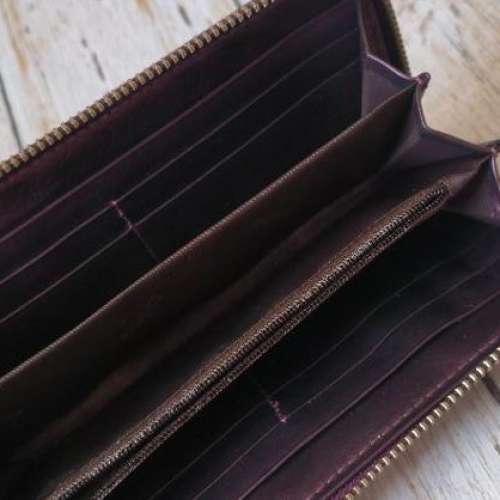 全新 FOSO Leather Walle 紫色 真皮 長銀包