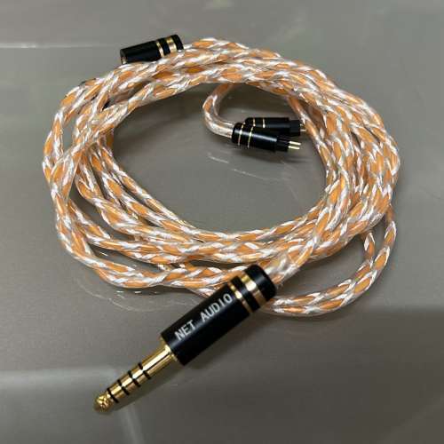 原價950，現價750，減200](耳機線名:橙鑽)CNC車床切割，銀箔屏蔽，8絞油浸單晶銅渡...