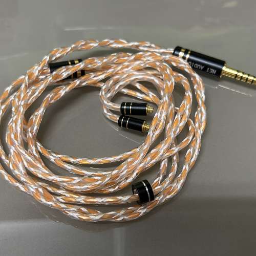 大減價，減200(耳機線名:橙鑽)CNC車床切割，銀箔屏蔽，8絞油浸單晶銅渡銀耳機升級...