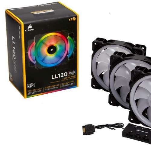 $100 Corsair LL120 RGB 120mm Dual Light Loop RGB LED PWM Fan -Three Pack