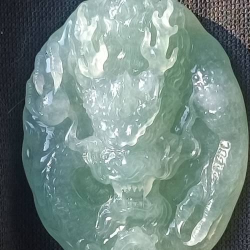 💝緬甸天然A貨冰糯化晴水綠翡翠霸王龍牌
  （可代做香港玉石鑒定証書）
❤49.2mm*3...
