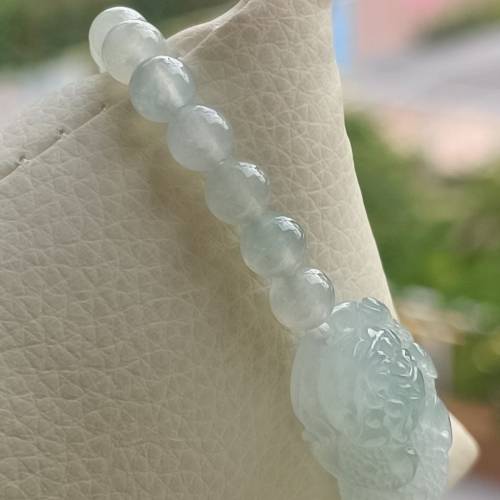 💝緬甸天然A貨冰種淡晴翡翠金蟾手串
  （可代做香港玉石鑒定証書）
❤27.7mm*15.8m...