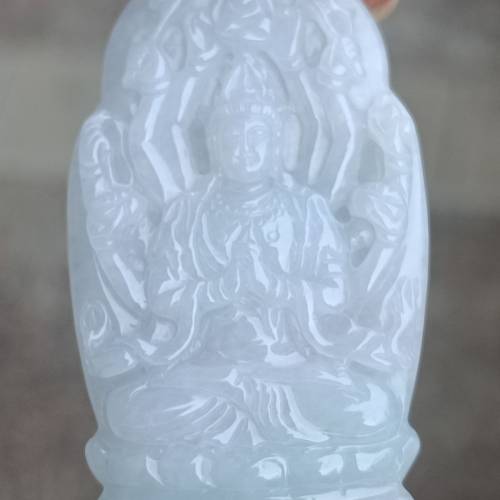 💝緬甸天然A貨老糯化種翡翠千手觀音
  （可代做香港玉石鑒定証書）
❤58mm*33.6mm*...