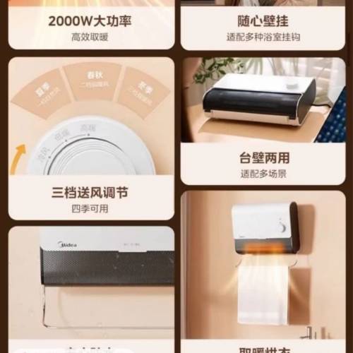美的三檔，風力暖風機
