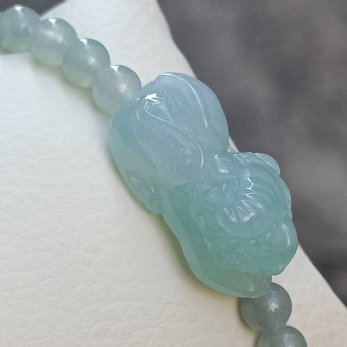💝緬甸天然A貨冰膠晴綠翡翠霸王貔貅手串
  （可代做香港玉石鑒定証書）
❤27mm*16....