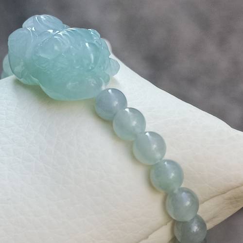 💝緬甸天然A貨冰膠晴綠翡翠霸王貔貅手串
  （可代做香港玉石鑒定証書）
❤27mm*16....