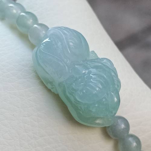 💝緬甸天然A貨冰膠晴綠翡翠霸王貔貅手串
  （可代做香港玉石鑒定証書）
❤27mm*16....