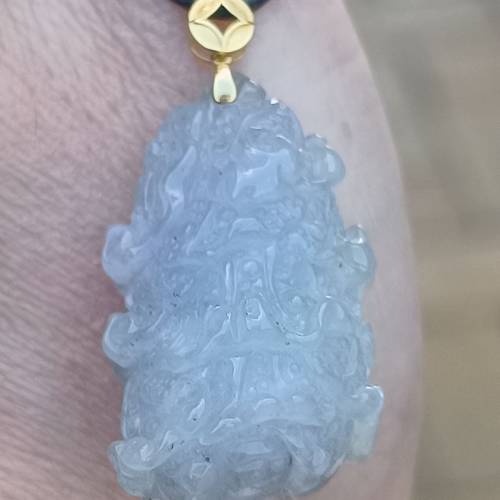 💝緬甸天然A貨冰膠紫翡翠白菜
  （可代做香港玉石鑒定証書）
❤18K金釦
❤32.5mm*1...