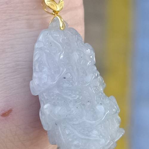 💝緬甸天然A貨冰膠紫翡翠白菜
  （可代做香港玉石鑒定証書）
❤18K金釦
❤32.5mm*1...