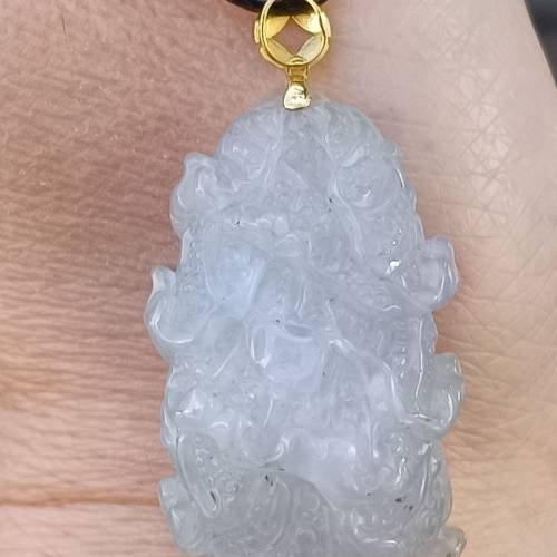 💝緬甸天然A貨冰膠紫翡翠白菜
  （可代做香港玉石鑒定証書）
❤18K金釦
❤32.5mm*1...