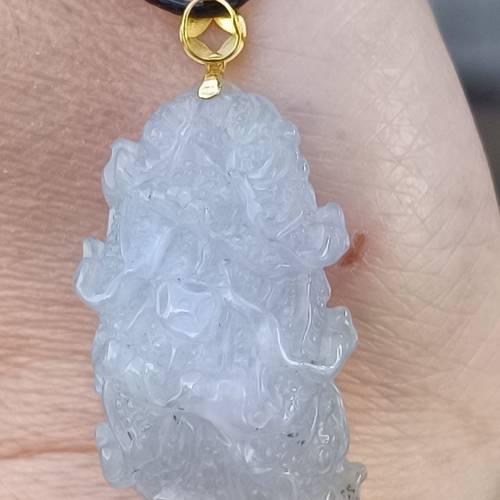 💝緬甸天然A貨冰膠紫翡翠白菜
  （可代做香港玉石鑒定証書）
❤18K金釦
❤32.5mm*1...