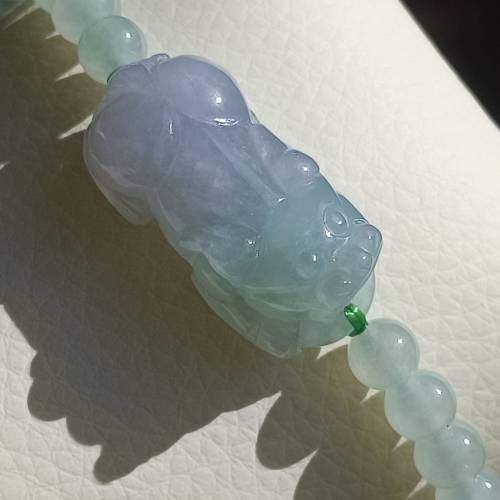 💝緬甸天然A貨冰糯化膠春彩翡翠貔貅手串
  （可代做香港玉石鑒定証書）
❤28mm*14m...