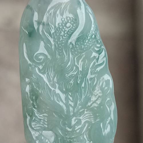 💝緬甸天然A貨冰糯化膠飄花翡翠龍牌
  （可代做香港玉石鑒定証書）
❤54.7mm*29.5m...