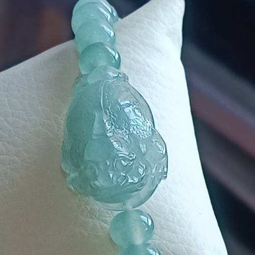 💝緬甸天然A貨冰糯化膠晴藍翡翠金蟾手串
  （可代做香港玉石鑒定証書）
❤28mm*18m...