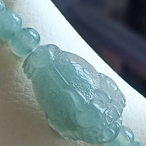 💝緬甸天然A貨冰糯化膠晴藍翡翠金蟾手串
  （可代做香港玉石鑒定証書）
❤28mm*18m...