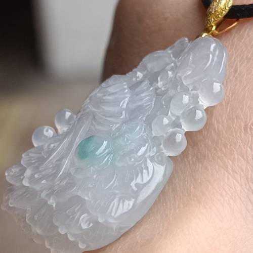 💝緬甸天然A貨冰膠淡紫點綠翡翠鳳凰
  （可代做香港玉石鑒定証書）
❤18K金南非鑽...