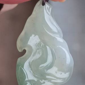 💝緬甸天然A貨冰糯化膠翡翠悟道
  （可代做香港玉石鑒定証書）
❤38.6mm*22.4mm*5.6mm