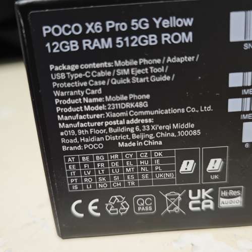 Xiaomi 小米 Poco X6 Pro 12+512 港行，有單有保養齊配件件