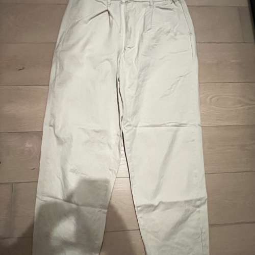 男裝 米白色 Muji 闊腳長褲 L Size 大碼
