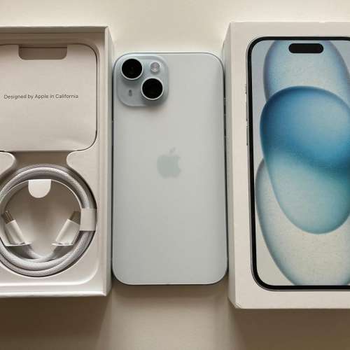 全新藍色 未激活 一年AppleCare iPhone 15 128gb 原裝無拆 平行進口無鎖 whatapp 6...