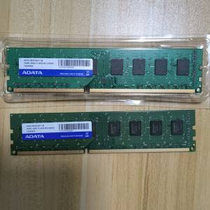 ADATA DDR3 1600Mhz 4GB RAM 2條