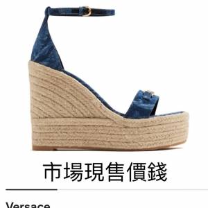 正貨正版Versace Barocco 西班牙牛仔高踭涼鞋 鞋碼：38 ½ 號 特價出售HK$2,800