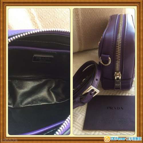 全新 Prada 紫色 小牛皮銀色金屬鍋釘斜孭手袋