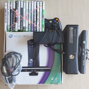 xbox360S + kinect 盒裝+3隻遊戲