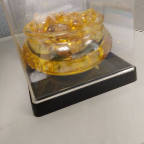 水晶琉璃8cm旺財運聚寶盆