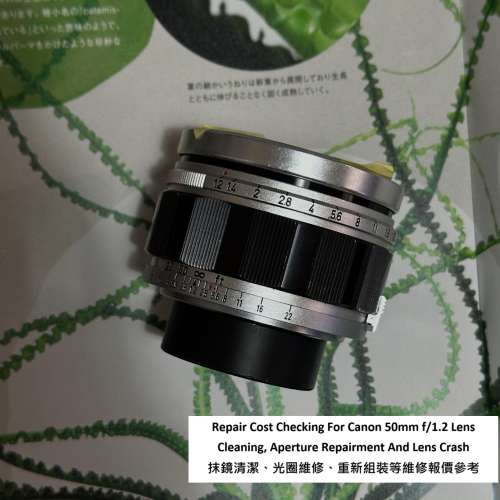 Repair Cost Checking For Canon 50mm f/1.2 Lens Cleaning, Aperture Repairment