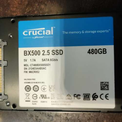 Crucial 2.5吋 SSD 480GB 無壞區