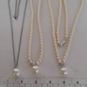 新春優惠價出售，一手三款貝珠shell pearl 16mm吊咀配上16/30寸日本人造養珠頸鏈及2...