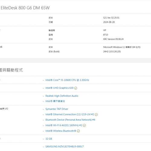 HP 800 G6 Mini PC-Intel i5-10600 3.3GHz, 16G Ram , 1TB NVMe  , WiFi / BT .