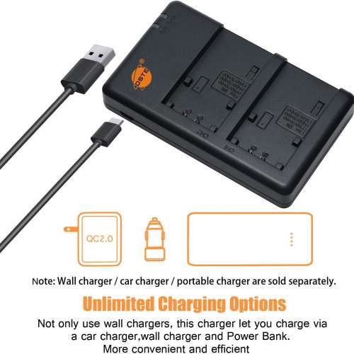 DSTE NP-FV50 Lithium-Ion Battery Pack With Dual USB Charger 代用鋰電池連平放式...