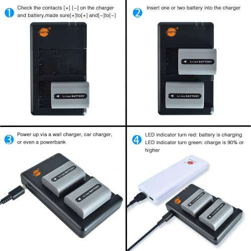 DSTE NP-FV50 Lithium-Ion Battery Pack With Dual USB Charger 代用鋰電池連平放式...