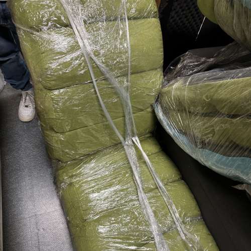 可摺疊單人榻榻米地板躺椅 亞麻布 - 果綠色