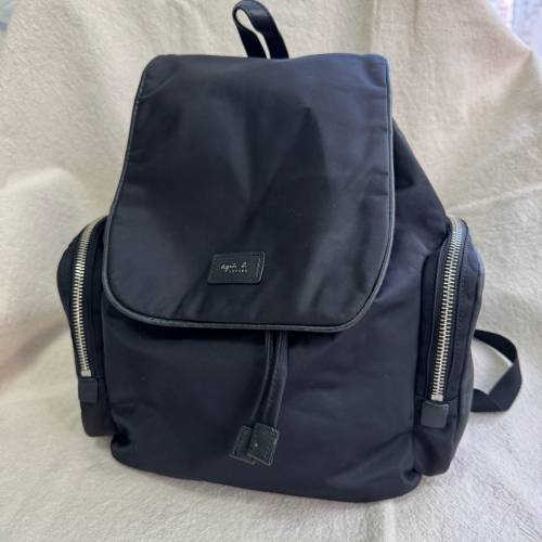 Agnes b backpack 尼龍拼皮革背囊 (不議價)