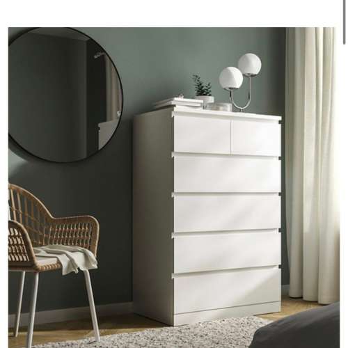 IKEA 六格抽屜櫃 白色 48x80x123 cm 厘米  Chest of 6 Drawers MALM